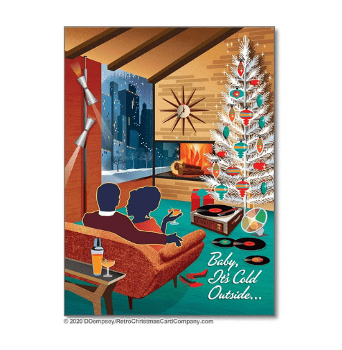 Mid-Century Retro Christmas Cards For a COZY Season Greeting