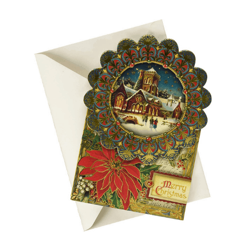 Multi-Layered Vintage Christmas Cards With Gold Embellishments