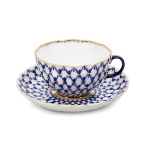 Imperial Porcelain Factory Tulip Cobalt Netting Teacup